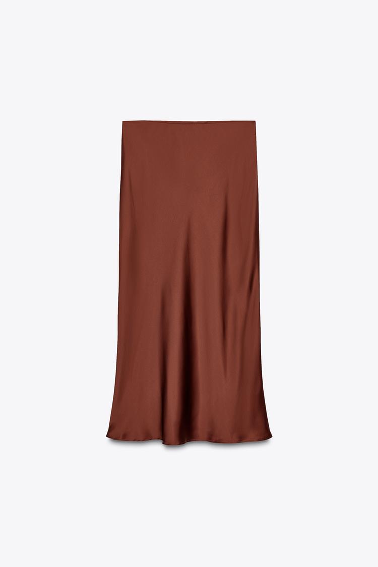 SATIN MIDI SKIRT - CITRIC 