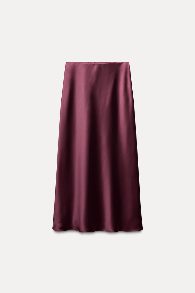 SATIN MIDI SKIRT - CITRIC 