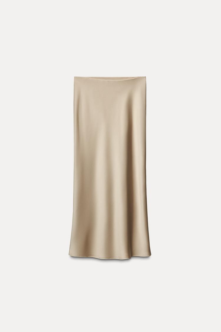 SATIN MIDI SKIRT - CITRIC 