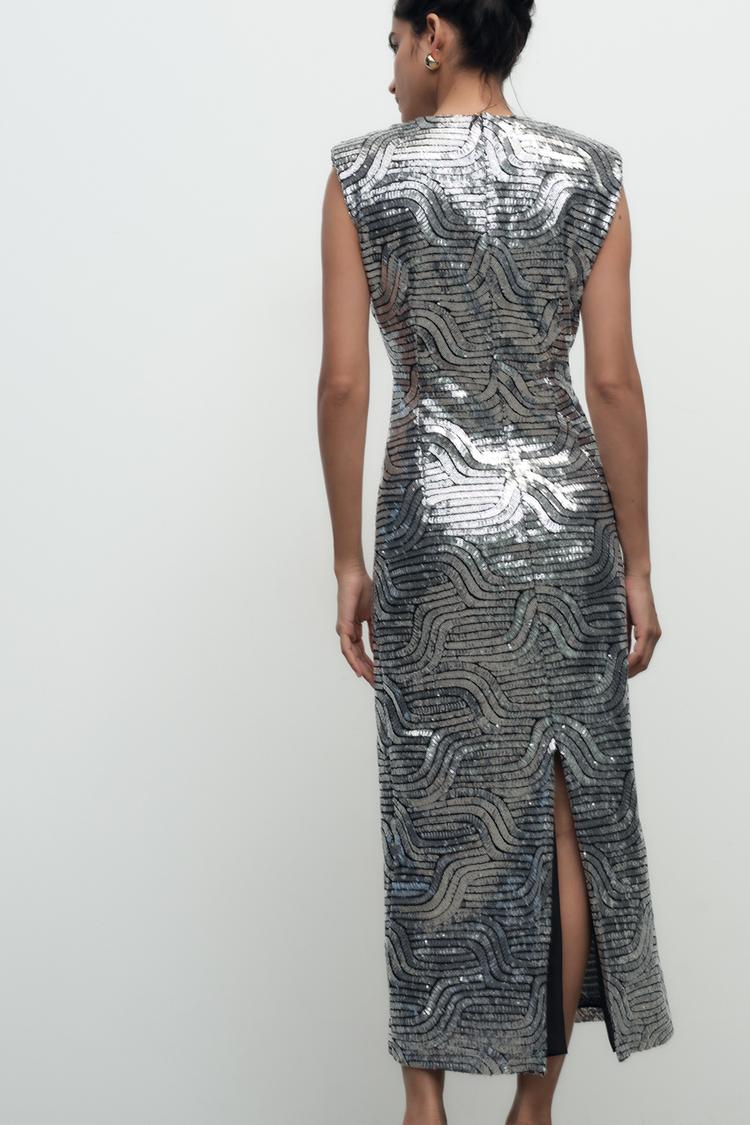 SEQUINNED MIDI DRESS - CITRIC 