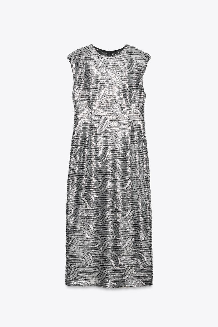 SEQUINNED MIDI DRESS - CITRIC 