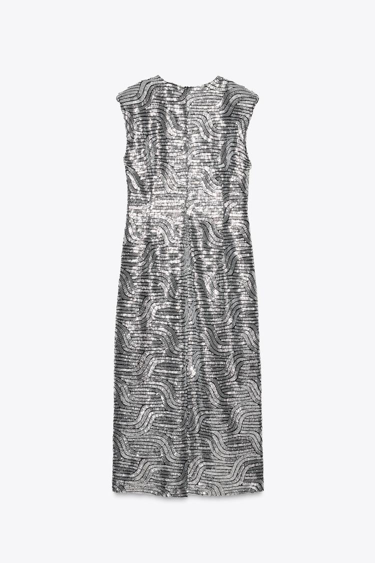 SEQUINNED MIDI DRESS - CITRIC 