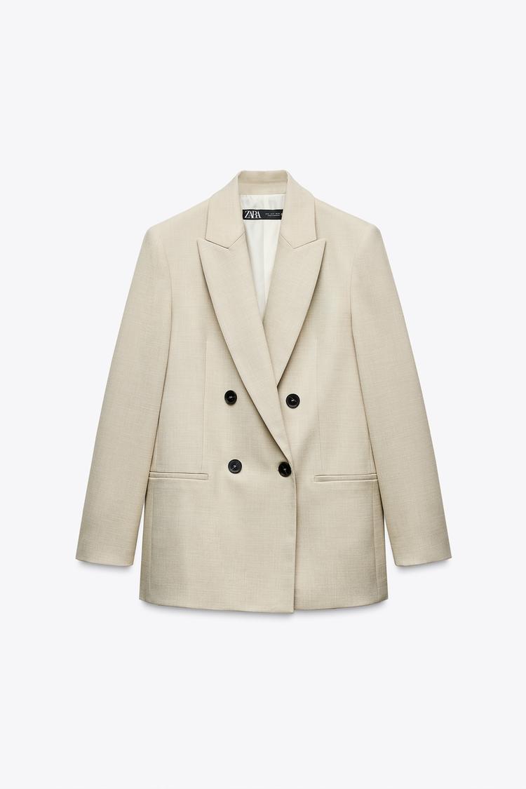 DOUBLE-BREASTED BLAZER WITH ELBOW PATCHES - CITRIC 