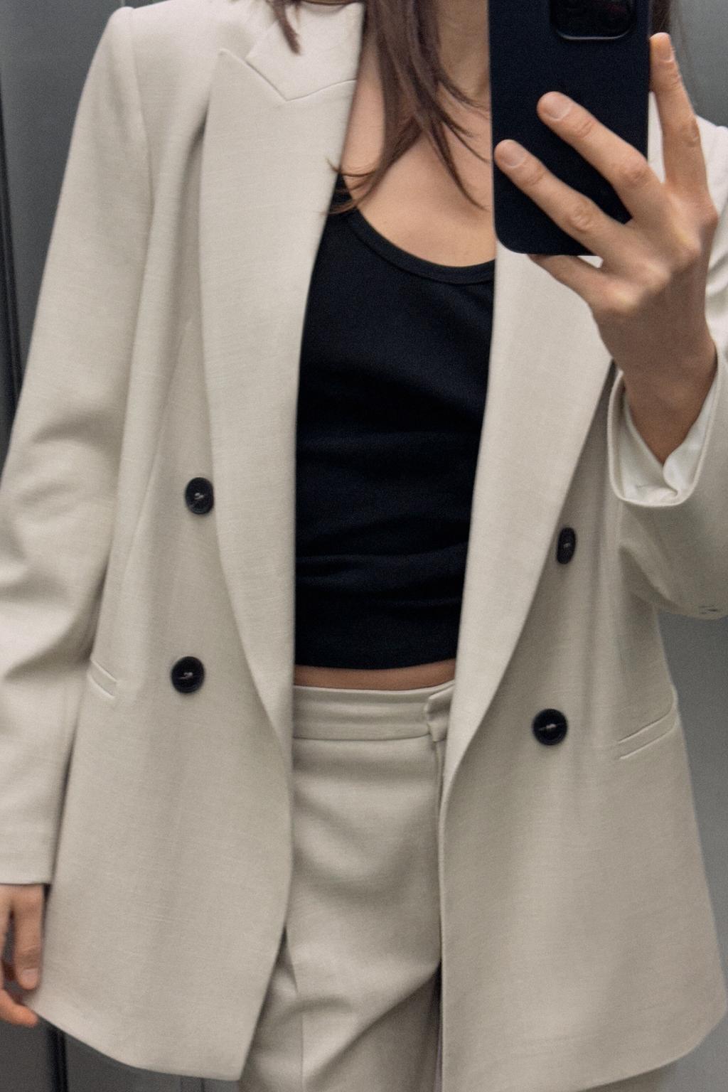 DOUBLE-BREASTED BLAZER WITH ELBOW PATCHES - CITRIC 