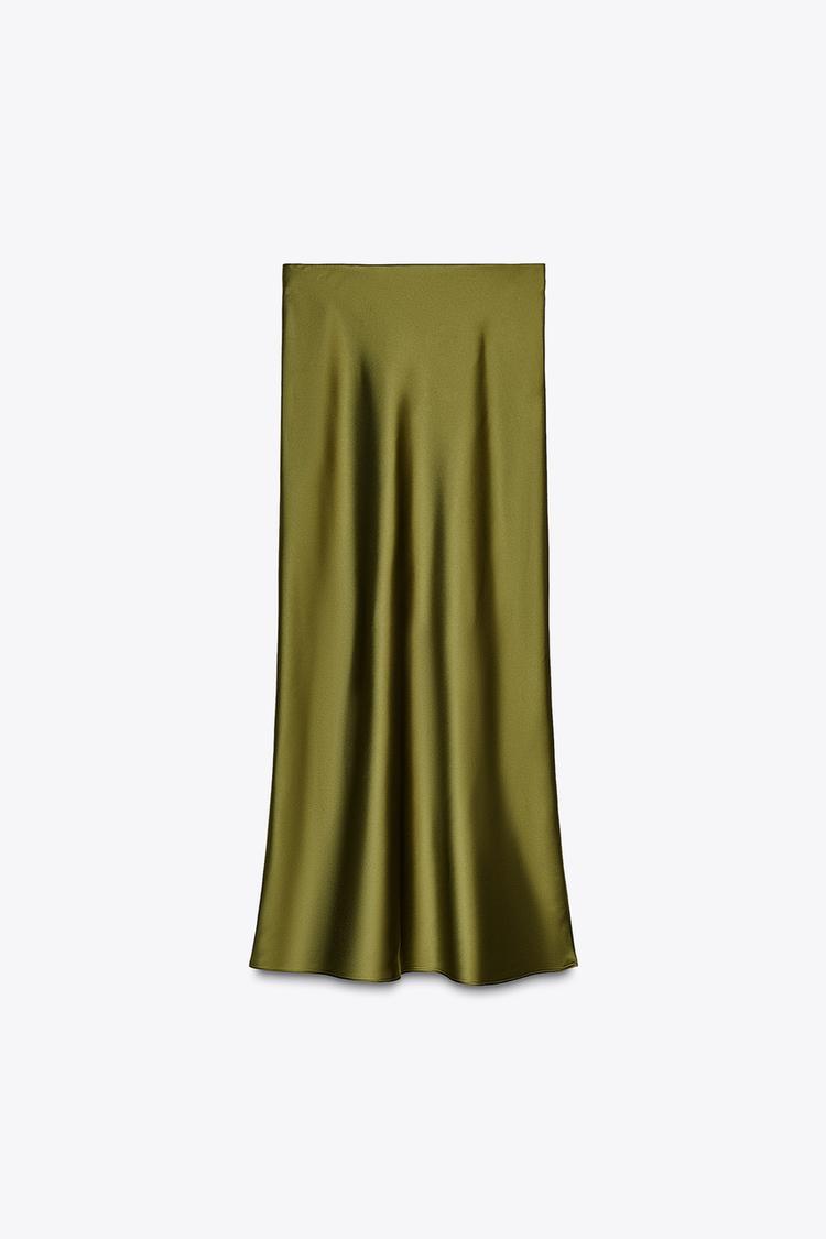 SATIN MIDI SKIRT - CITRIC 