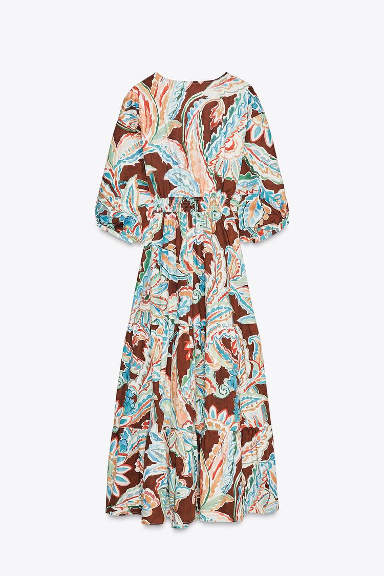 PRINTED POPLIN TIE DRESS - CITRIC 