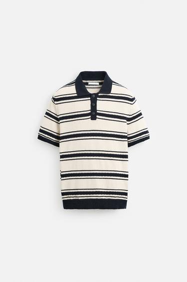 STRIPED JACQUARD KNIT POLO SHIRT - CITRIC 