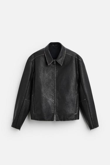 FADED LEATHER EFFECT JACKET - CITRIC 