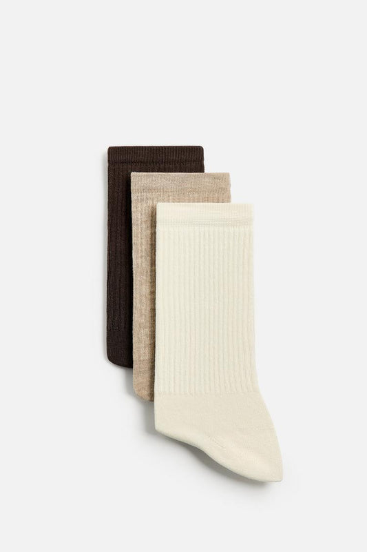 PACK OF 3 RIBBED SOCKS - CITRIC 