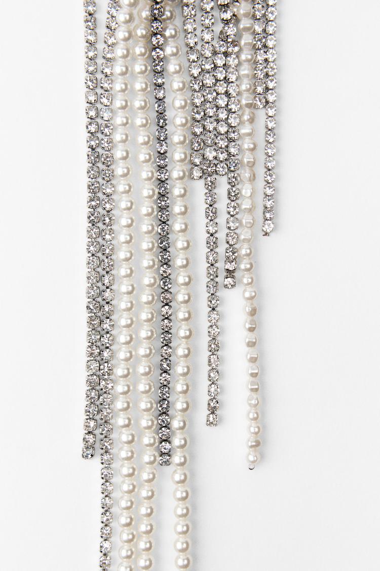 FAUX PEARL AND RHINESTONE NECKLACE - CITRIC 