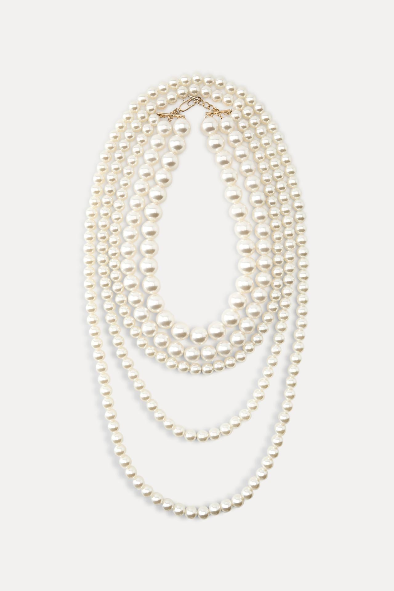 MULTI-STRAND NECKLACE WITH FAUX PEARLS - CITRIC 