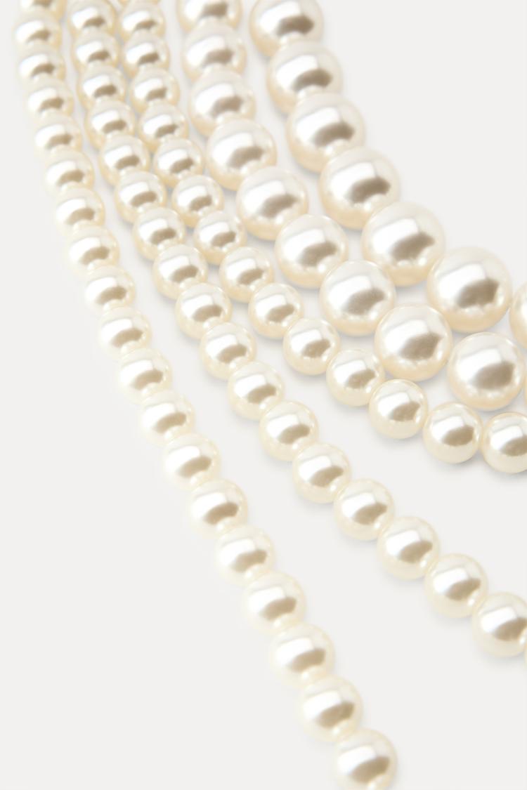 MULTI-STRAND NECKLACE WITH FAUX PEARLS - CITRIC 