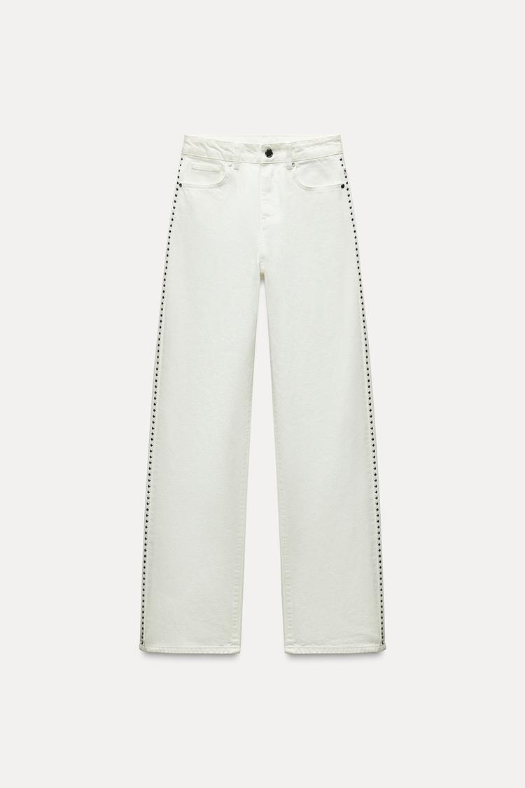 Z1975 MID-WAIST STRAIGHT STUDDED JEANS - CITRIC 