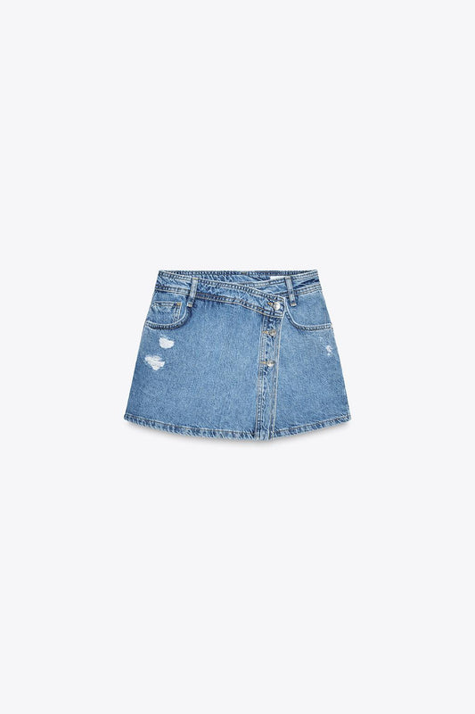 Z1975 RIPPED DENIM SKORT - CITRIC 