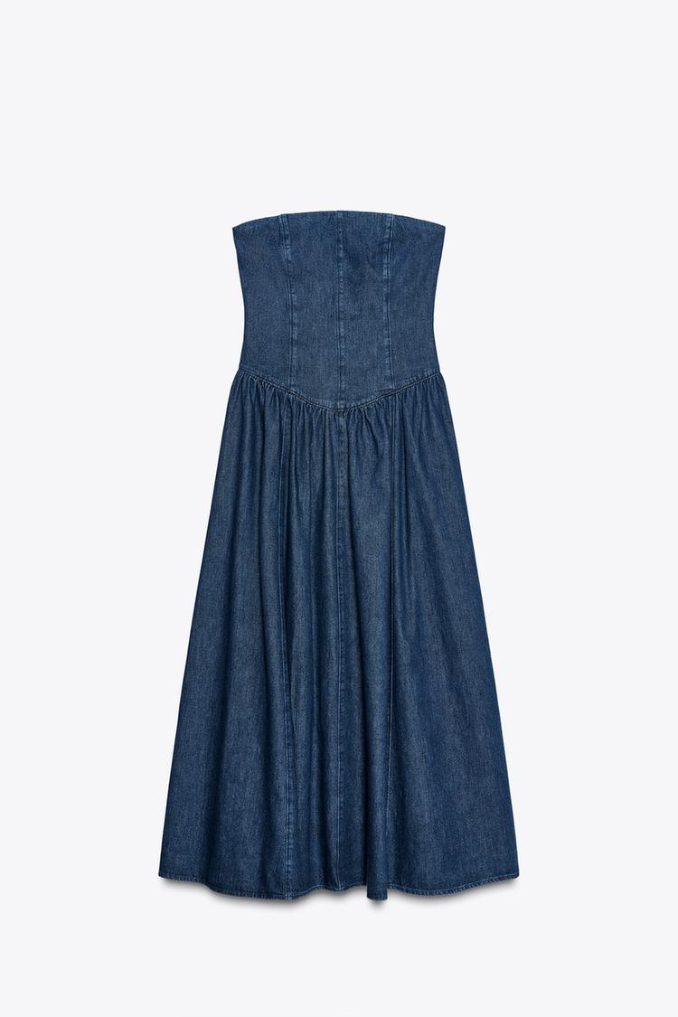 DENIM TRF MIDI DRESS - CITRIC 