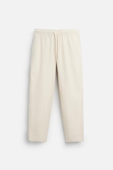 RELAXED FIT TEXTURED TROUSERS - CITRIC 