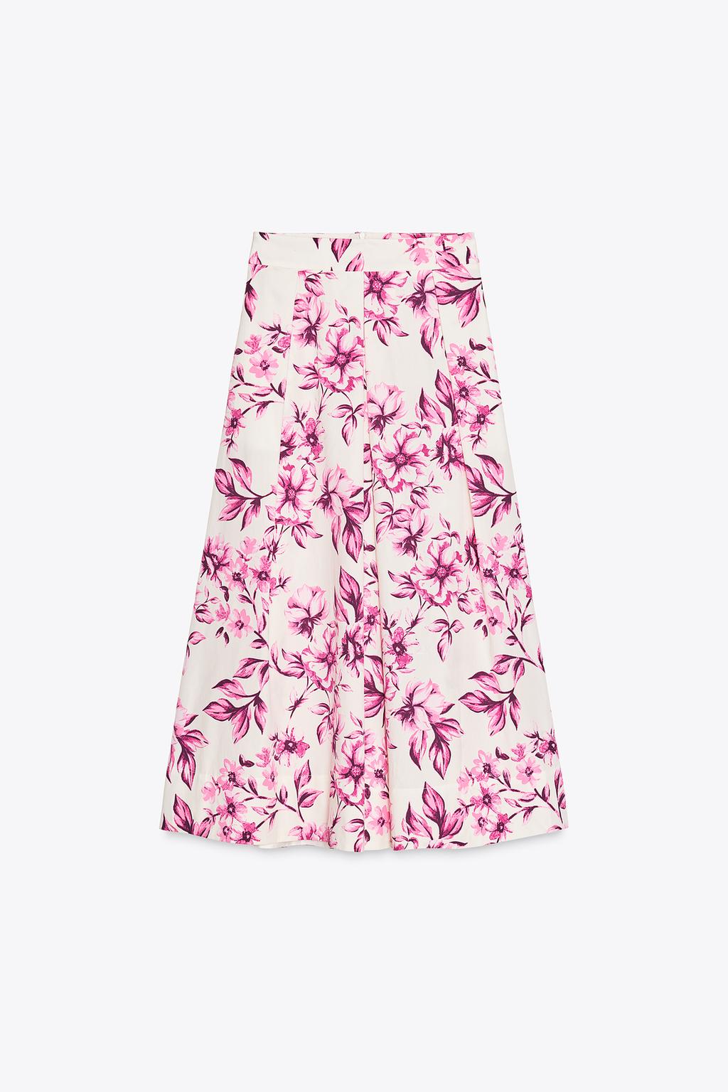 PRINTED POPLIN LAYERED SKIRT - CITRIC 