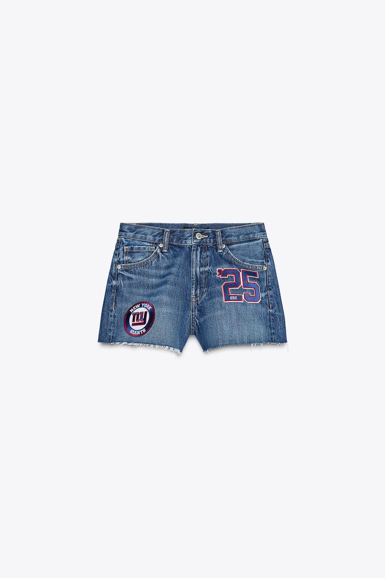 HIGH-WAIST NFL GIANTS DENIM SHORTS - CITRIC 