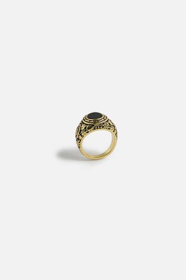 STONE SET ENGRAVED RING - CITRIC 