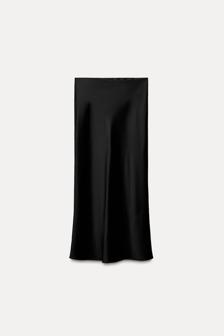 SATIN MIDI SKIRT - CITRIC 