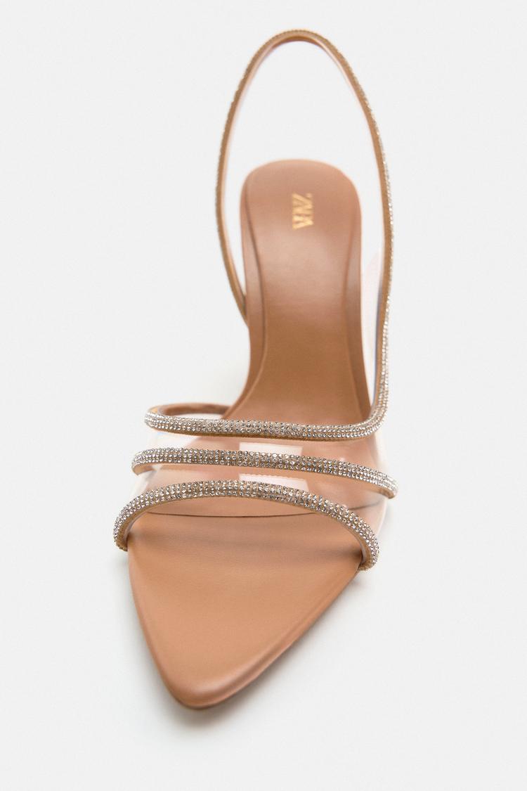 HIGH-HEELED VINYL SANDALS WITH SHINY DETAIL - CITRIC 