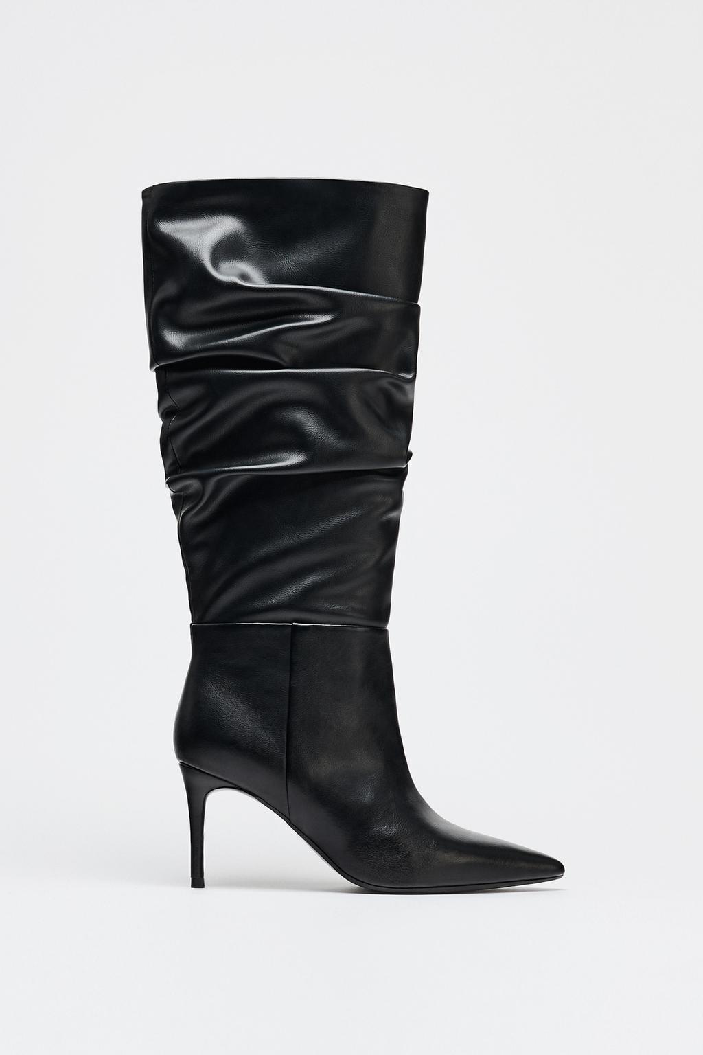 GATHERED DETAIL HIGH-HEEL ANKLE BOOTS - CITRIC 