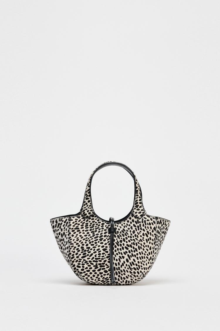 LEATHER ANIMAL PRINT MINI SHOPPER BAG - CITRIC 