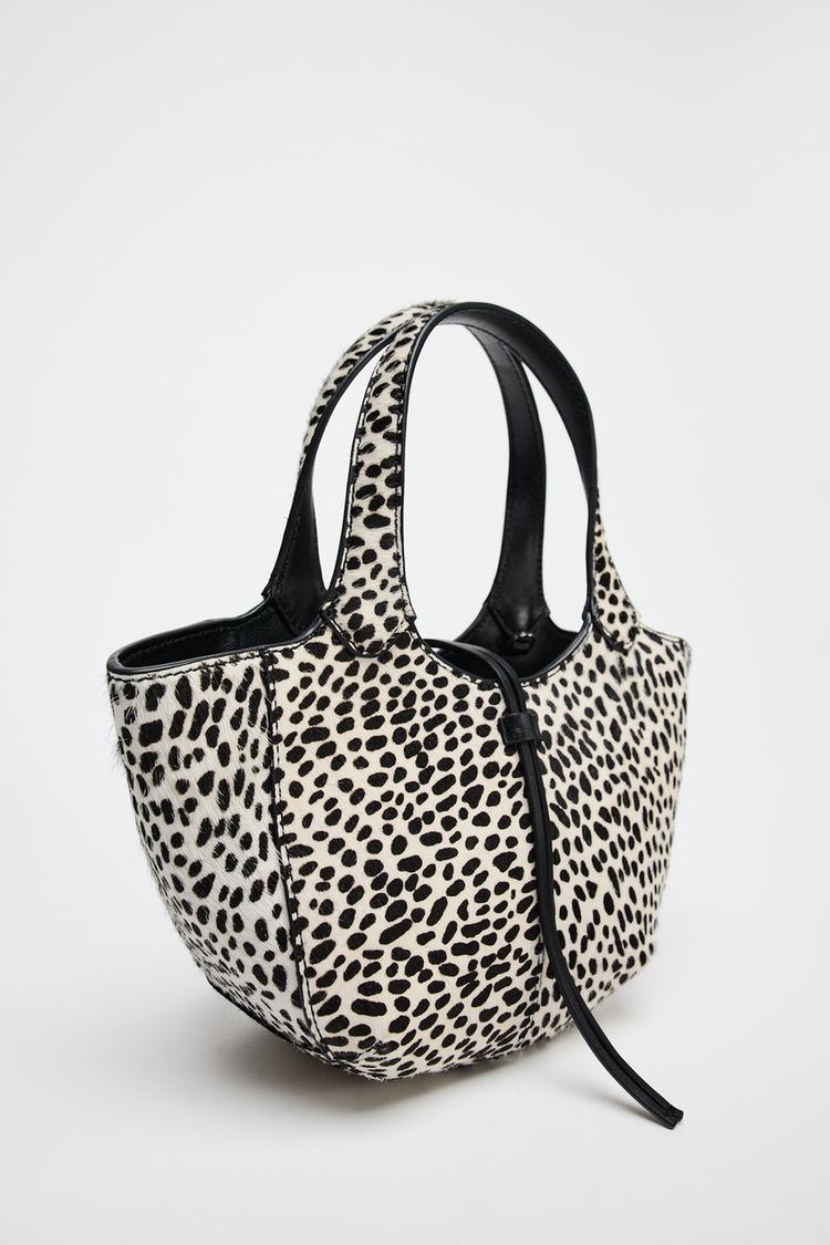 LEATHER ANIMAL PRINT MINI SHOPPER BAG - CITRIC 