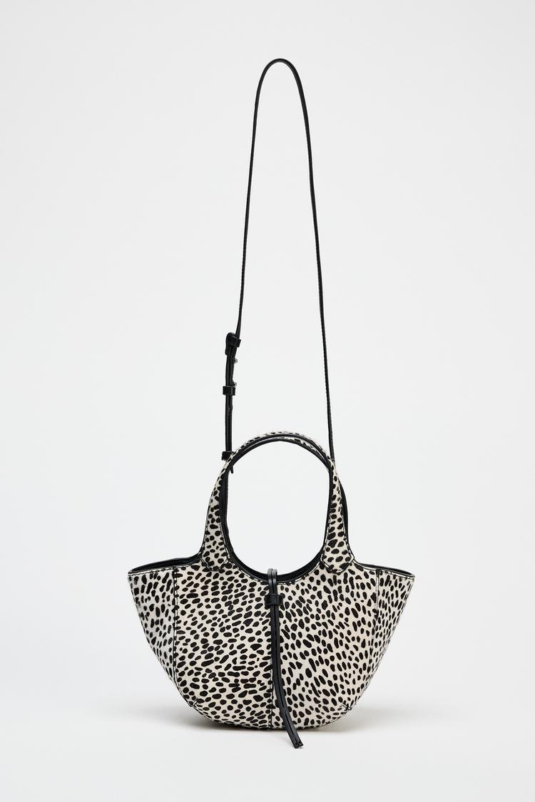 LEATHER ANIMAL PRINT MINI SHOPPER BAG - CITRIC 