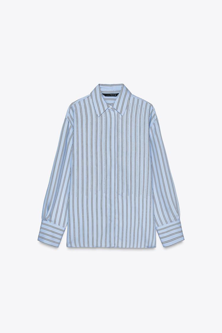 BEADED STRIPE OVERSIZE SHIRT - CITRIC 