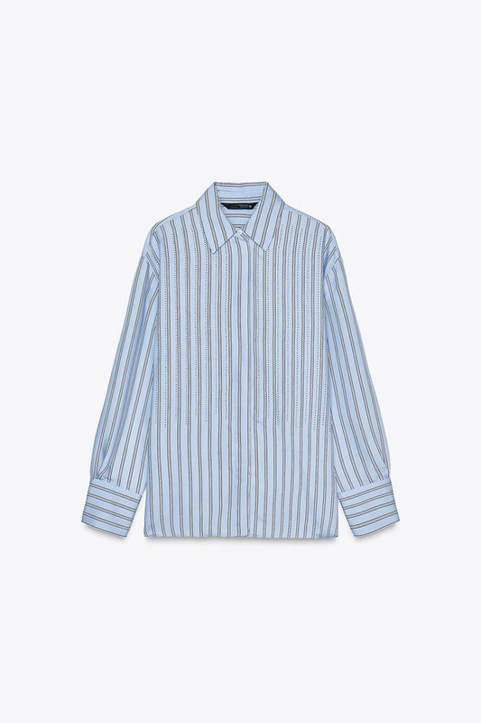 BEADED STRIPE OVERSIZE SHIRT - CITRIC 